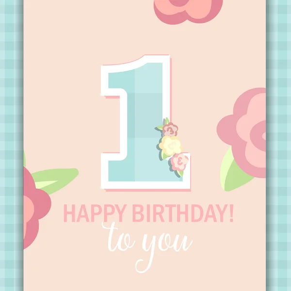 Najlepsze życzenia urodzinowe dla dziewczyny. 1 rok — Wektor stockowy