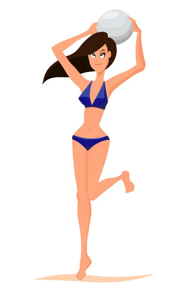 Jugador de voleibol. chica linda jugando — Vector de stock