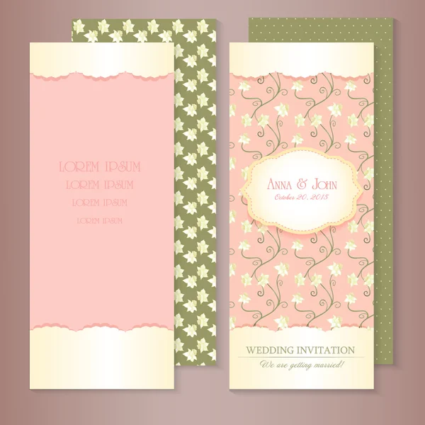 Fundo bonito flor-modelado. Ilustração vetorial. Floral Save the Date ou conjunto de convite de casamento. Estilo inglês. moldura dourada — Vetor de Stock