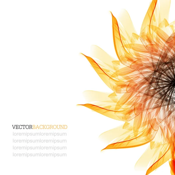 Blumen abstrakten Vektor Hintergrund. Orange und schwarze Sonnenblume — Stockvektor