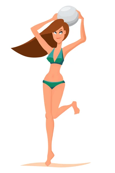 Jugador de voleibol. linda chica jugando voleibol — Vector de stock