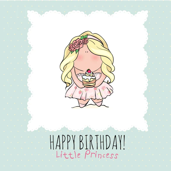 Happy Birthday Karte für Mädchen. Nettes kleines Mädchen. Doodle. — Stockvektor