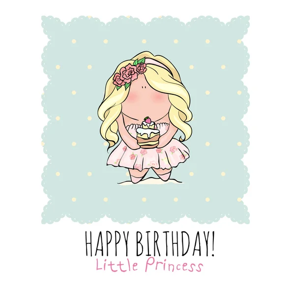 Buon compleanno per la ragazza. Ragazzina carina. doodle . — Vettoriale Stock