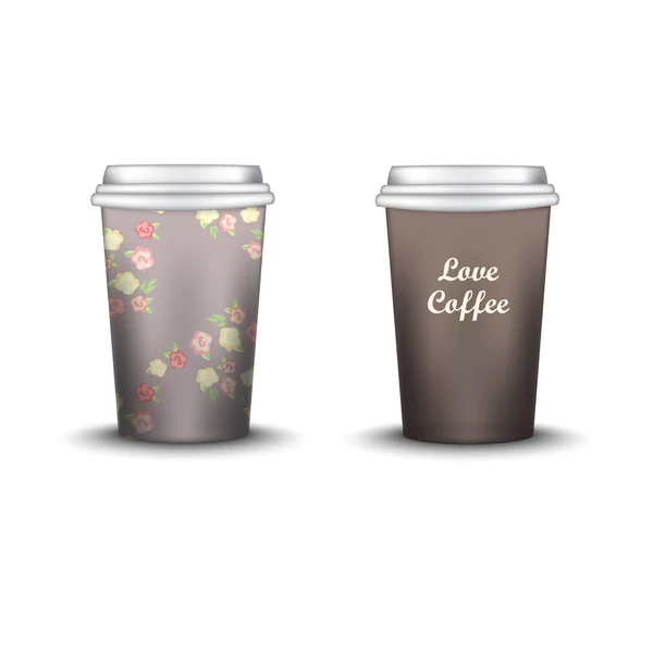 Xícara de café com padrões de modelo. Ilustração vetorial. Conjunto de Takeaway, Mockup — Vetor de Stock