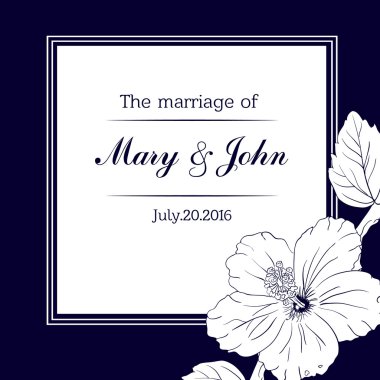 hibiscus çiçek kutlama veya davetiye kartı şablonu. Vektör çizim.