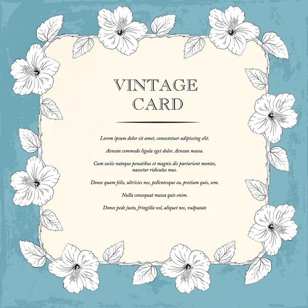 Modelo de cartão de parabéns ou convite com flores de hibisco. Ilustração vetorial . — Vetor de Stock