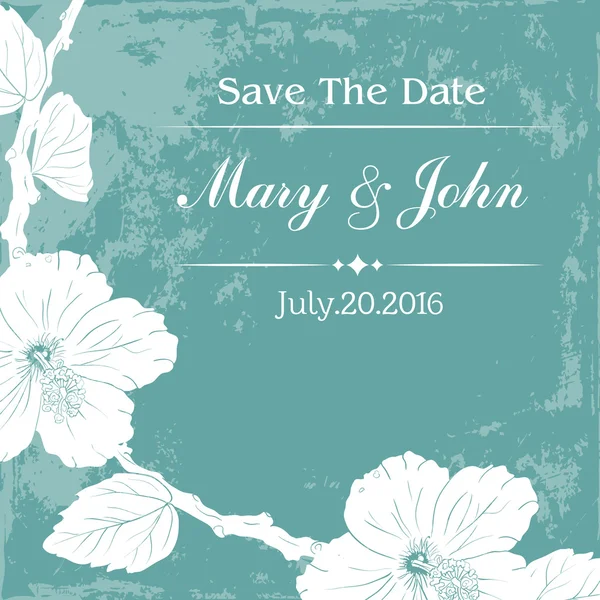 Evlilik tasarım şablonu ve kare çerçeveli çiçeklerle özel isimler. Vektör illüstrasyonu.