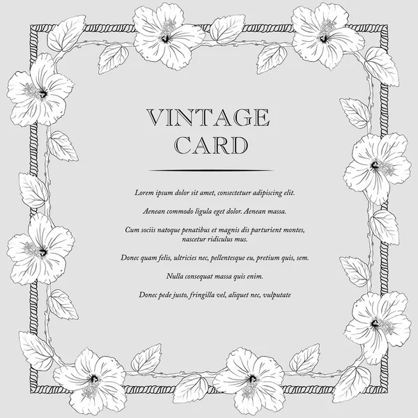 Modelo de cartão de parabéns ou convite com flores de hibisco. Ilustração vetorial . —  Vetores de Stock