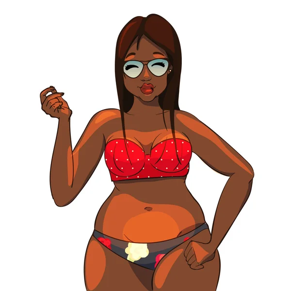 Personaje de dibujos animados. chica africana — Vector de stock
