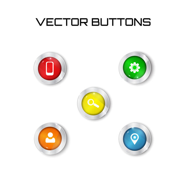 вектор набора меток. 5 цветных кнопок со стеклянным серфингом. иконы
.