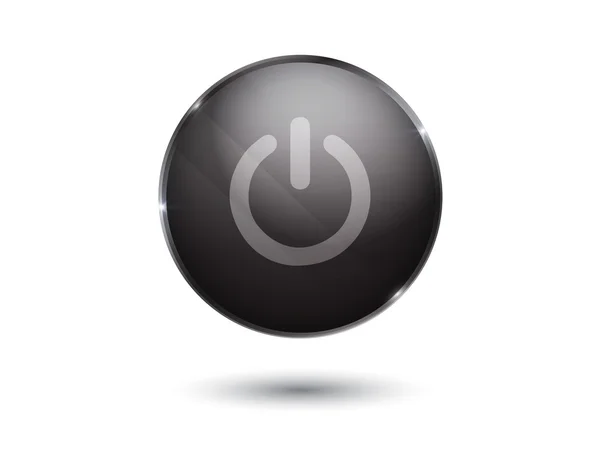Noir bouton d'alimentation brillant — Image vectorielle