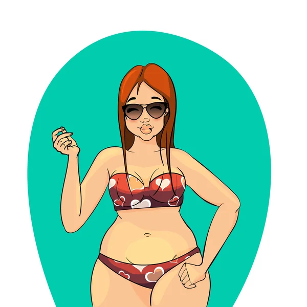 Personaje de dibujos animados vectorial. Verano. pelirroja chica — Vector de stock