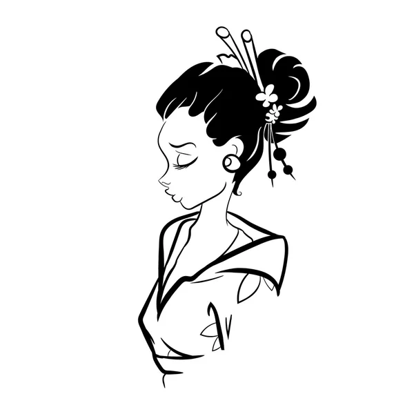 Geisha Woman Illustration — Fotografie, imagine de stoc