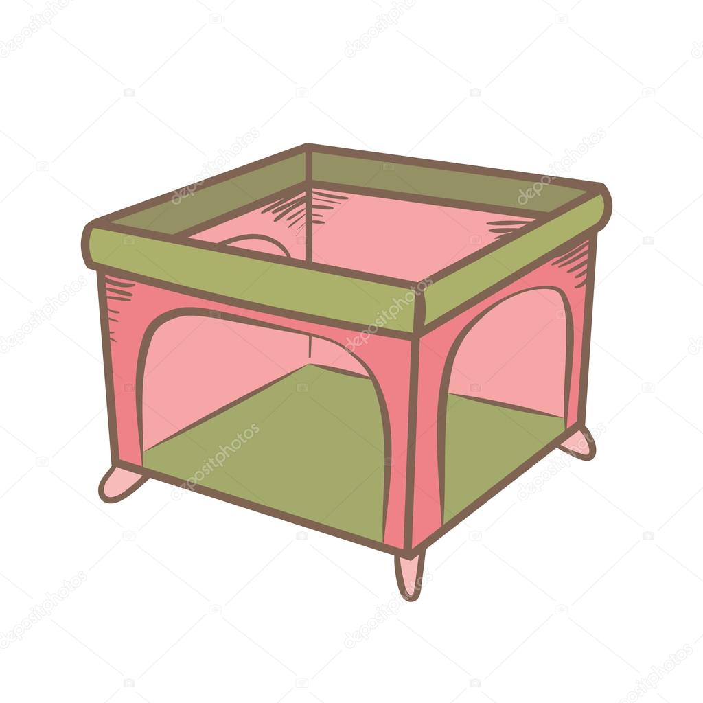 playpen doodle illustration. color handdrawn icon.