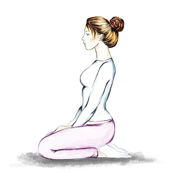 Yoga-kız sakin ol — Stok fotoğraf