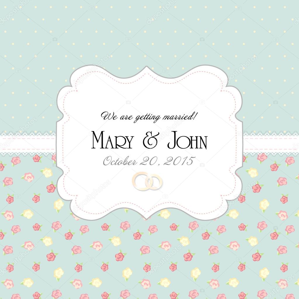 Wedding invitation card with abstract floral background.