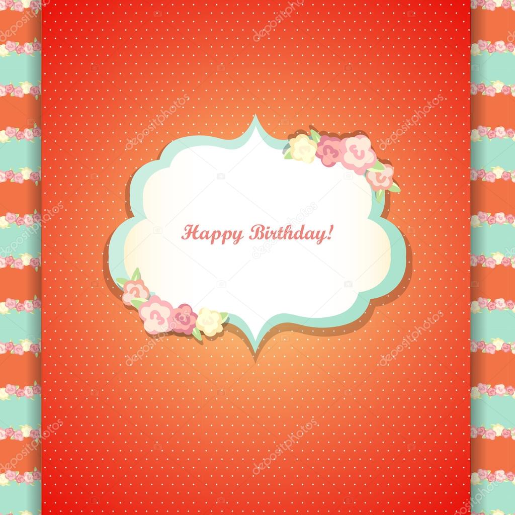 Cute orange and mint happy birthday card