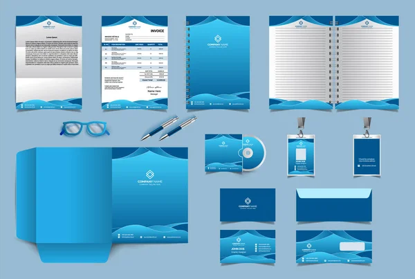 Design Vorlage Für Corporate Identity Branding Designset Für Hochwertige Schreibwaren — Stockvektor