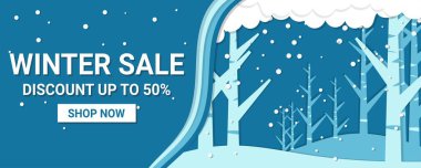 Kış ve Noel tanıtım afişleri kağıt kesim tarzında. Bu ay en iyi ürünlerinizi satmak için reklam pankartları.