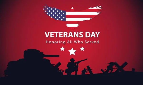 Veterans Day Memorial Day Patriot Vector Banner Brochure Print Sticker — Stock Vector