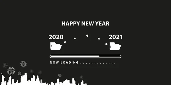 Ladestange Mit Übergang Von 2020 Auf 2021 Neujahr New York — Stockvektor