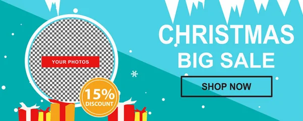 Vánoční Prodej Propagační Banner Dárky Barevné Vánoční Prvky — Stockový vektor