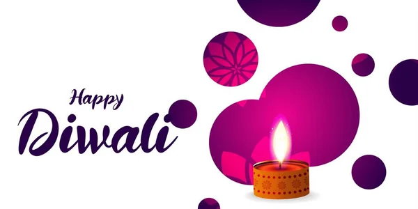 Feliz Diwali Hermoso Diseño Decorativo Banner — Archivo Imágenes Vectoriales