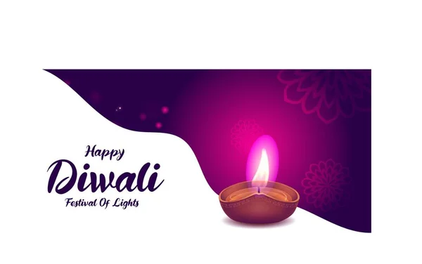 Καλή Diwali Όμορφο Διακοσμητικό Banner Σχεδιασμό — Διανυσματικό Αρχείο