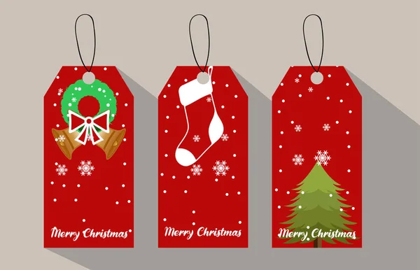 Coleção Etiquetas Natal Vermelho Promoção Venda Vetores Cartão Presente Diferentes — Vetor de Stock
