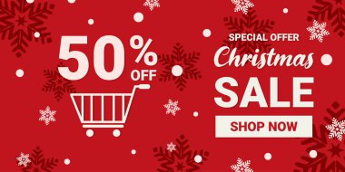 Noel ve Kış Satışı tanıtımı, pazarlama afişi ve afişi. Satışlarınızı artırmak için vektör.