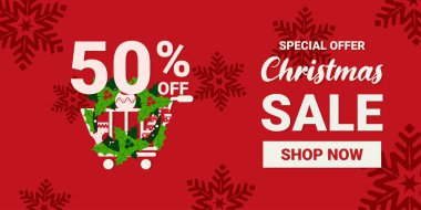 Noel ve Kış Satışı tanıtımı, pazarlama afişi ve afişi. Satışlarınızı artırmak için vektör.