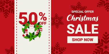 Noel ve Kış Satışı tanıtımı, pazarlama afişi ve afişi. Satışlarınızı artırmak için vektör.