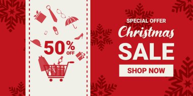 Noel ve Kış Satışı tanıtımı, pazarlama afişi ve afişi. Satışlarınızı artırmak için vektör.