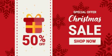 Noel ve Kış Satışı tanıtımı, pazarlama afişi ve afişi. Satışlarınızı artırmak için vektör.