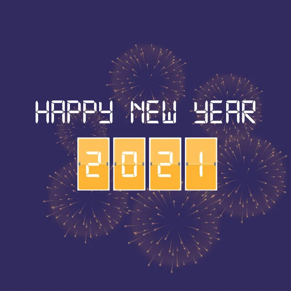 Frohes Neues Jahr 2021 Vektor Mit Feuerwerk Stadt Ballon Und — Stockvektor