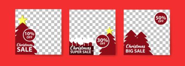 Sosyal medya, dijital pazarlama ve yılbaşı ve yeni yılda satış promosyonu için şablonlar yayınlıyor. Moda reklamcılığı. Sosyal medya afişleri teklif et. vektör fotoğraf çerçevesi örnekleme