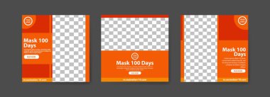 Yüz günlük maske koleksiyonu covid-19 aşı sosyal medya paylaşımları. Covid-19 aşısı. Covid-19 virüs aşılarının sosyalleşmesi için..