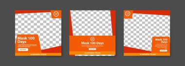 Yüz günlük maske koleksiyonu covid-19 aşı sosyal medya paylaşımları. Covid-19 aşısı. Covid-19 virüs aşılarının sosyalleşmesi için..