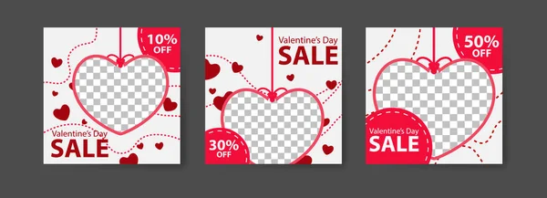 stock vector Social media post templates for digital marketing and sales promotion on Valentine's Day. fashion advertising. Offer social media banners. vector photo frame mockup illustration