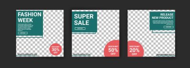 Dijital pazarlama ve satış tanıtımı için sosyal medya şablonu. Moda reklamcılığı. Sosyal medya afişi. mockup foto vektör çerçeve çizimi