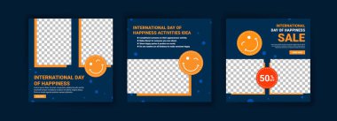 Uluslararası Mutluluk Günü. Sosyal medya koleksiyonu, Uluslararası Mutluluk Günü için şablonlar yayınladı.