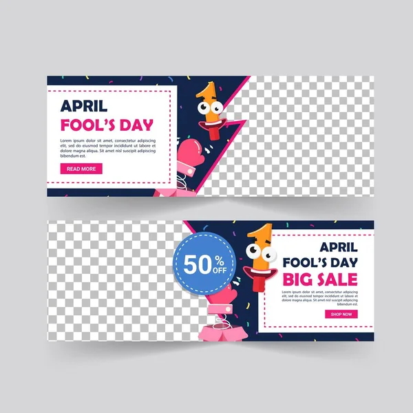 1 Nisan şakası. Nisan 1 posteri ve afiş şablonu. Tatil alışverişi. Sosyal medya reklamları, web reklamları, iş mesajları, indirim broşürleri ve büyük satış afişleri için pankartlar.