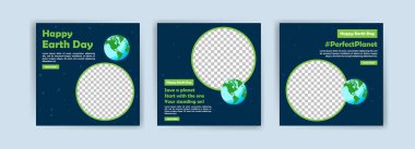 Dünya Günü. Çevreyi korumak için eğitim. Sosyal medya reklamları, web reklamları, iş mesajları, indirim broşürleri ve büyük satış afişleri için pankart vektörü.