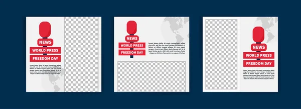 Dünya Basın Özgürlüğü Günü. Dünya Basın Özgürlüğü Günü için sosyal medya şablonları. Sosyal medya reklamları, web reklamları, iş mesajları, indirim broşürleri ve büyük satış afişleri için pankart vektörü.