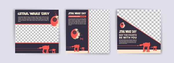 Día Star Wars Plantillas Redes Sociales Para Día Star Wars — Archivo Imágenes Vectoriales