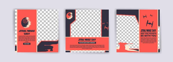 Stjärnornas Krigsdag Sociala Medier Mallar För Star War Day Banner — Stock vektor