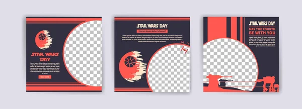 Día Star Wars Plantillas Redes Sociales Para Día Star Wars — Vector de stock