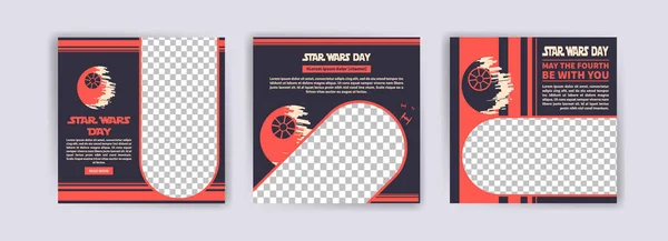 Stjärnornas Krigsdag Sociala Medier Mallar För Star War Day Banner — Stock vektor