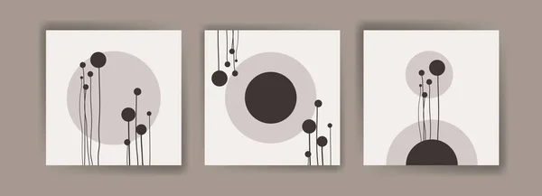 Soyut duvar sanat vektör koleksiyonu. Çizgi sanat tasarımı ve posterler, baskılar, kapaklar, duvar kağıtları, doğal ve minimalist duvar sanatı için organik siyah ve beyaz.