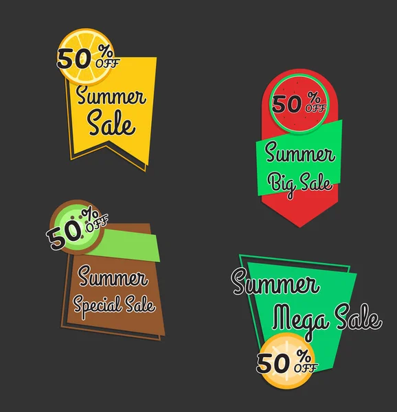 Summer Sale Tags Set Sale Tags Banners Special Offer Headers —  Vetores de Stock